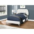 Gfancy Fixtures 45.25 in. White Solid Wood MDF Foam & Linen Twin Sized Bed with Chrome Legs GF3092646